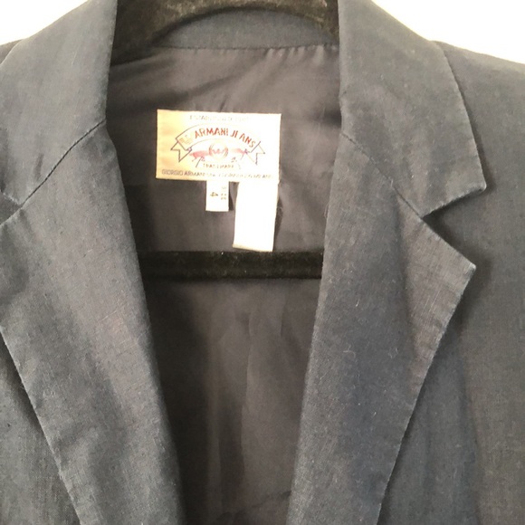 Armani Jeans 100% Linen Navy Casual Blazer 4 - Picture 3 of 8